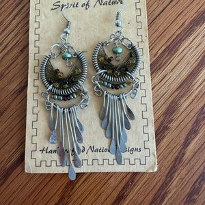 Bohemian Silver and Gold Dangle Earrings